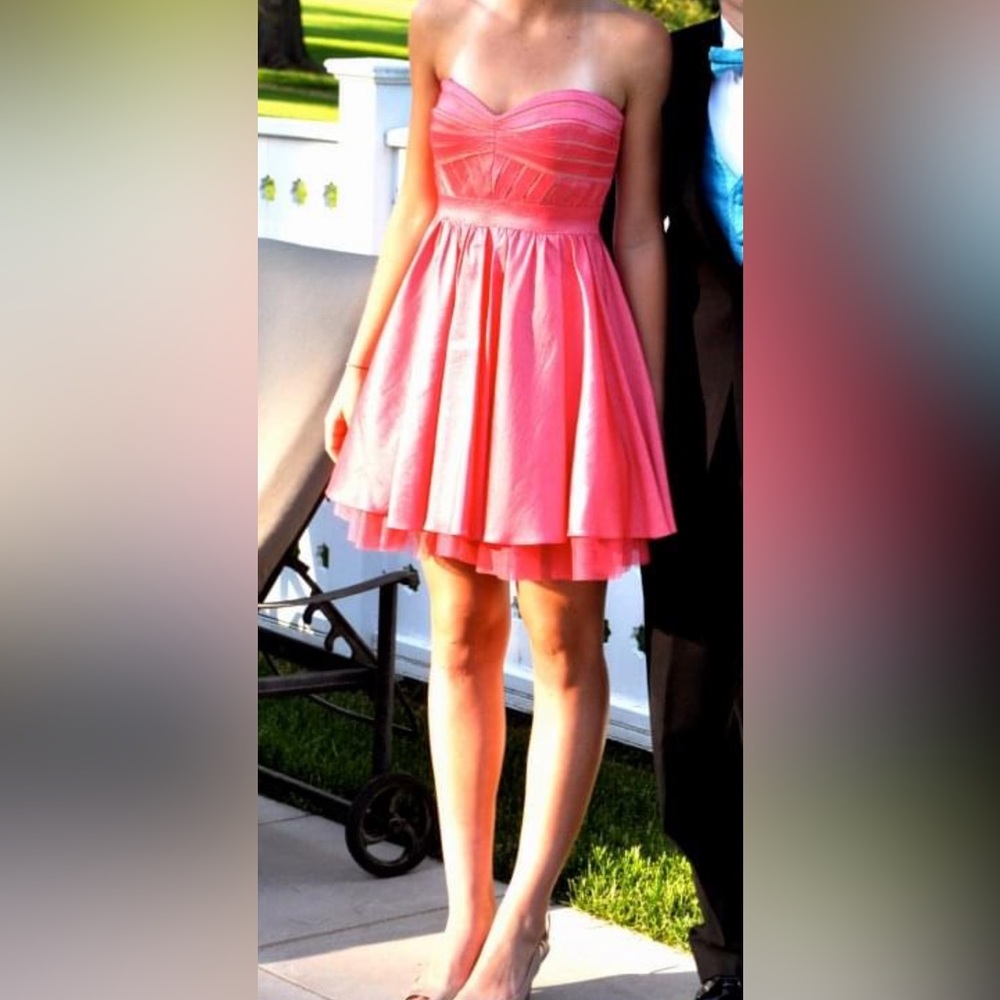 Aqua strapless cocktail dress